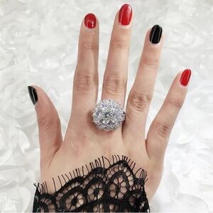 925 White Gold Cocktail Diamond Ring